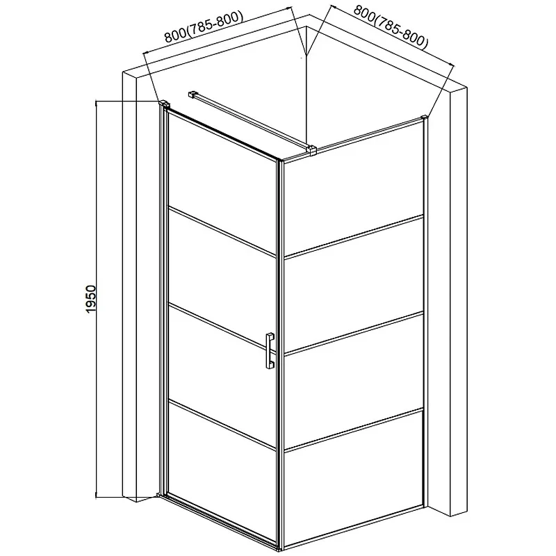 Душевой уголок AQUAme 80x80 L AQM5215-LH-8 профиль Черный матовый стекло прозрачное