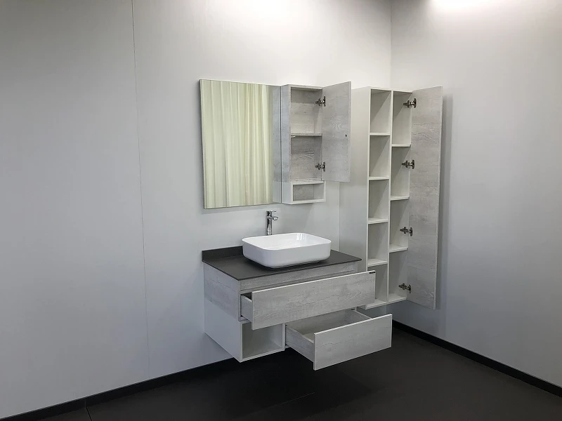 Зеркало со шкафом Comforty Прага 90 00004136263 Дуб белый МДФ / ЛДСП, стекло