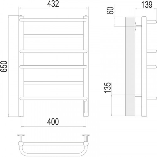 Электрический полотенцесушитель Terminus Евромикс П6 400х650 4670078531261 Хром нержавеющая сталь