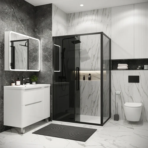 Душевой уголок Grossman Cosmo 110х70 120.K33.02.1170.21.10 профиль Черный матовый стекло тонированное