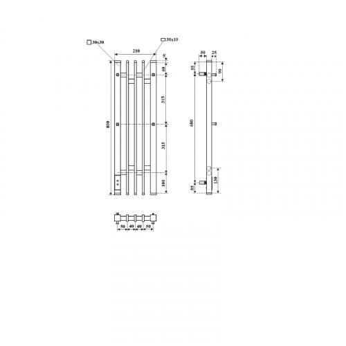 Электрический полотенцесушитель APEXTERMO Delta 800x180 DL10183BM с крючками цвет Черный матовый