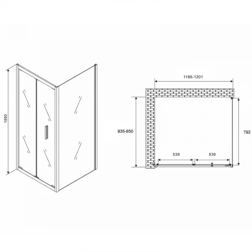 Душевой уголок Abber Sonnenstrand 120х85 AG07120-S85 профиль Хром стекло прозрачное