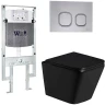 Комплект унитаза с инсталляцией WeltWasser AMBERG 497 ST + GELBACH 043 GL-BL + AMBERG RD-CR 10000011937 цвет Черный глянцевый с сиденьем Микролифт и клавишей смыва цвет Хром