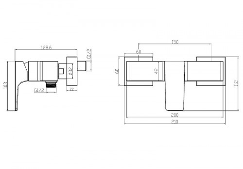 Смеситель для душа Villeroy&amp;Boch Architectura Square TVS12500100061 Хром латунь на стену