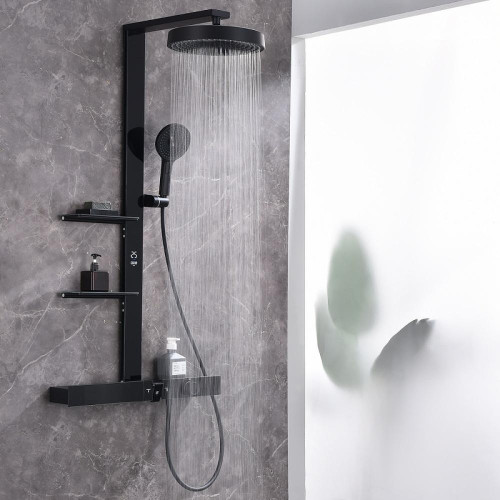 Душевая система Black&White Gravity GH-9005N-MB 9005NMB с термостатом цвет Черный матовый