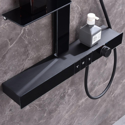 Душевая система Black&White Gravity GH-9005N-MB 9005NMB с термостатом цвет Черный матовый