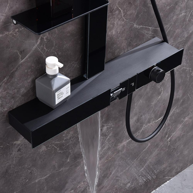 Душевая система Black&White Gravity GH-9005N-MB 9005NMB с термостатом цвет Черный матовый