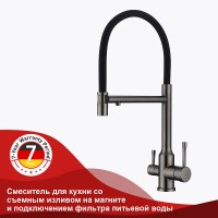 Смеситель для кухни Raglo R81.63.09 Графит матовый Черный латунь