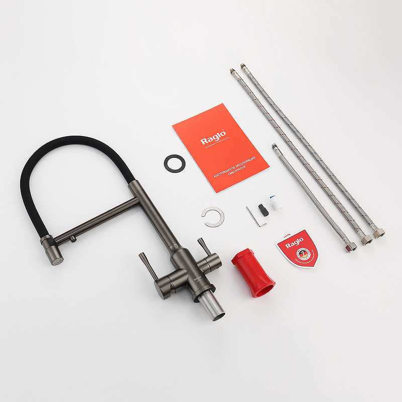 Смеситель для кухни Raglo R81.63.09 Графит матовый Черный латунь