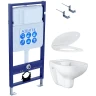 Комплект унитаза с инсталляцией Aquatek SET Aquatek Standard INS-0000012+KDI-0000002 + Grohe Bau Ceramic 39427000+39493000 с сиденьем Микролифт фарфор подвесной