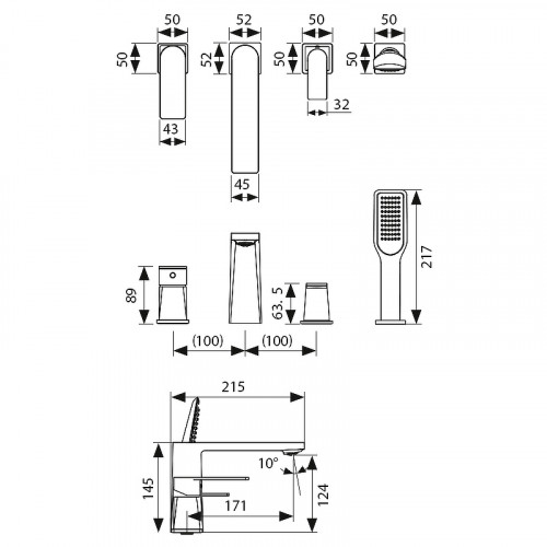 Смеситель на борт ванны Kaiser Terso 70122 Хром латунь