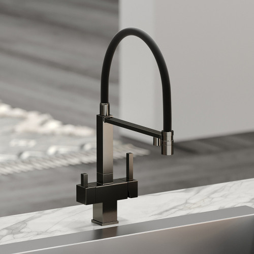 Смеситель для кухни Sancos Moro SC4006GG Вороненая сталь Черный латунь