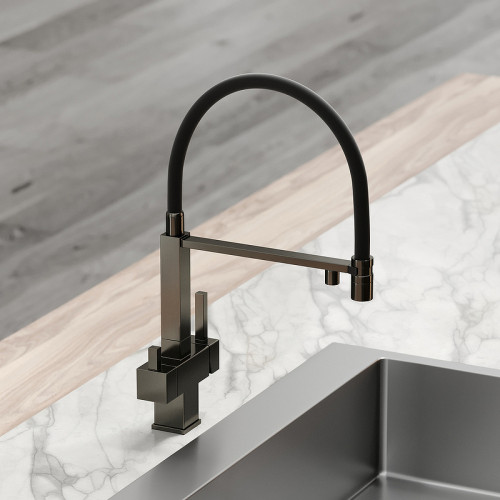 Смеситель для кухни Sancos Moro SC4006GG Вороненая сталь Черный латунь
