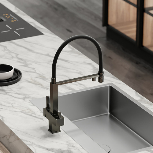 Смеситель для кухни Sancos Moro SC4006GG Вороненая сталь Черный латунь