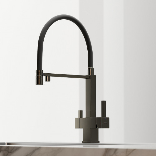 Смеситель для кухни Sancos Moro SC4006GG Вороненая сталь Черный латунь