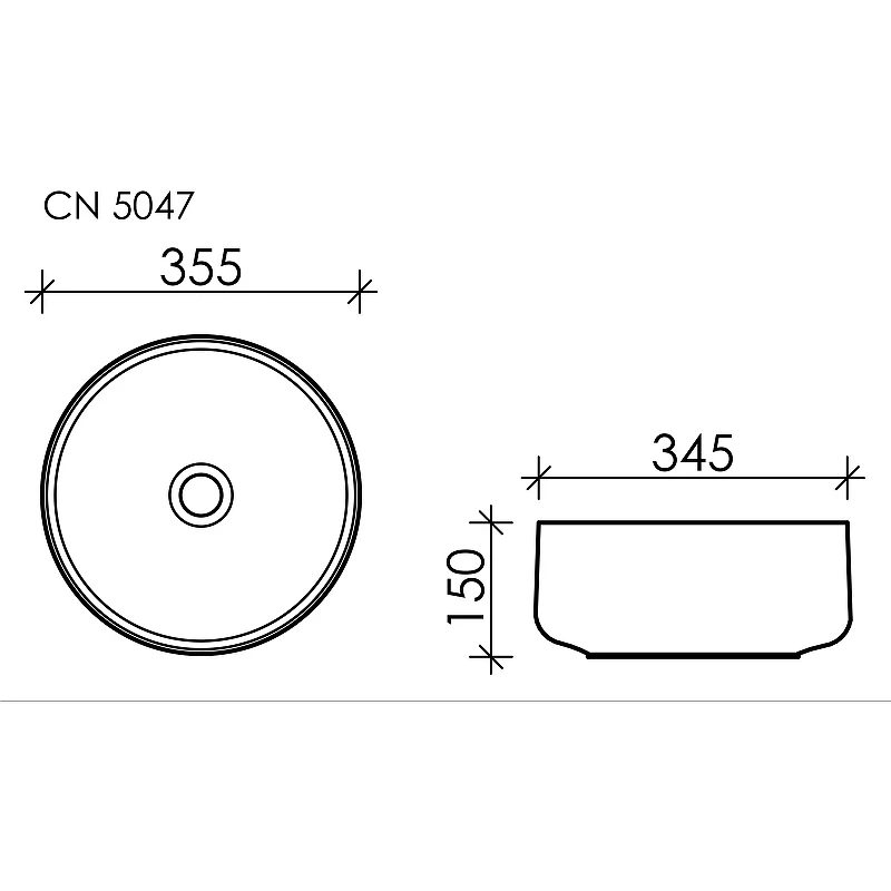 Раковина-чаша Ceramicanova Element 36 CN5047 Белая фарфор накладная