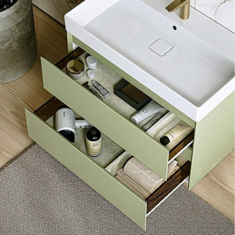 Тумба под раковину Aqwella Geometria 100 GE01102SH подвесная Шалфей зеленый