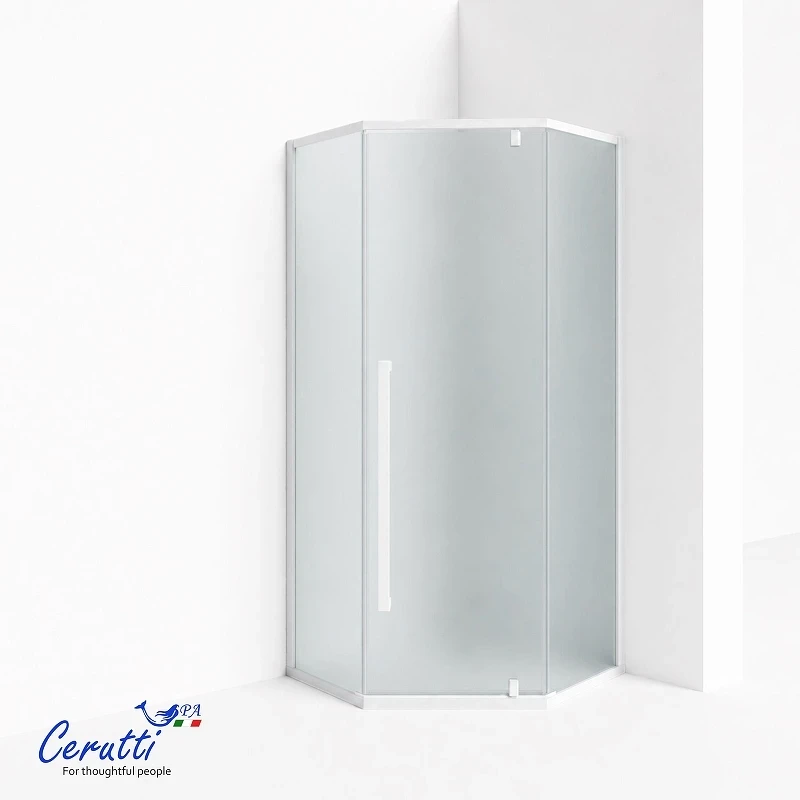 Душевой уголок Ceruttispa C3A 90х90 R C3AWF 12015 профиль Белый стекло матовое