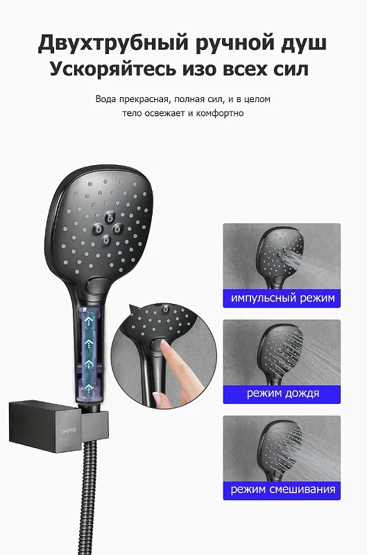 Смеситель для ванны Gappo G17-9 G3217-9 Оружейная сталь латунь на стену