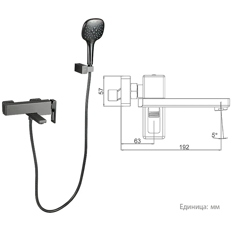 Смеситель для ванны Gappo G17-9 G3217-9 Оружейная сталь латунь на стену
