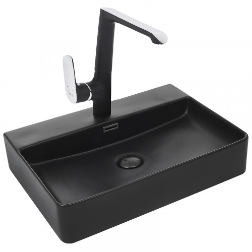 Раковина WeltWasser Elbach 2173 MB 60 10000004504 Черная матовая фаянс накладная