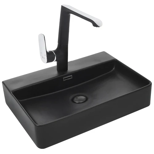 Раковина WeltWasser Elbach 2173 MB 60 10000004504 Черная матовая фаянс накладная