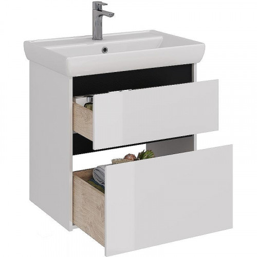 Тумба под раковину Lemark Combi 70 LM03C70T-black подвесная Белый глянец