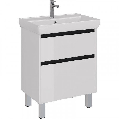 Тумба под раковину Lemark Combi 70 LM03C70T-black подвесная Белый глянец