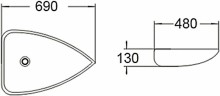 Раковина SantiLine 69 SL-1033 Белая фаянс накладная