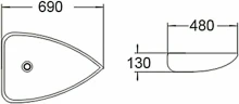 Раковина SantiLine 69 SL-1033 Белая фаянс накладная