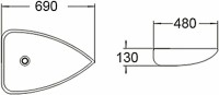 Раковина SantiLine 69 SL-1033 Белая фаянс накладная