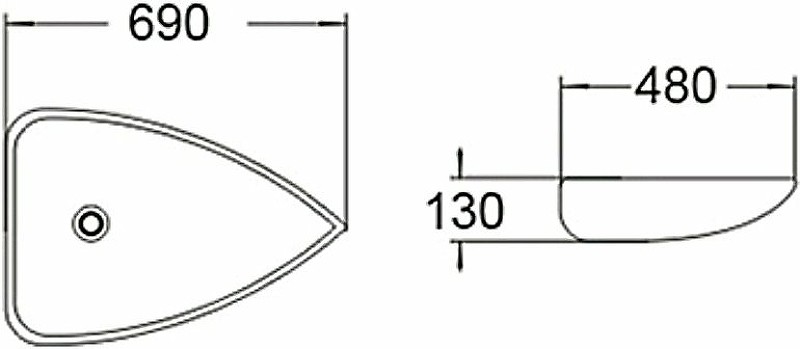 Раковина SantiLine 69 SL-1033 Белая фаянс накладная