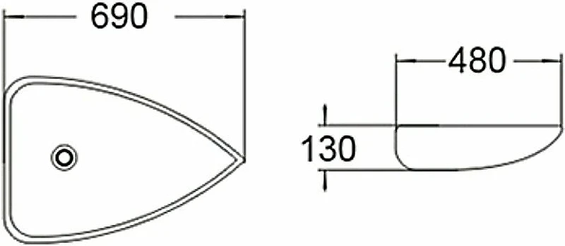 Раковина SantiLine 69 SL-1033 Белая фаянс накладная