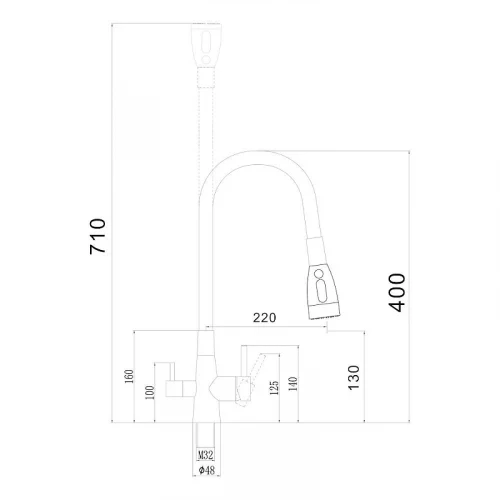 Смеситель для кухни Fmark FS1062-H12-3 цвет Черный Бежевый