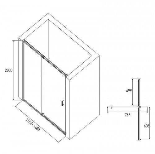 Душевая дверь Alex Baitler 120 AB74B120 профиль Черный стекло тонированное