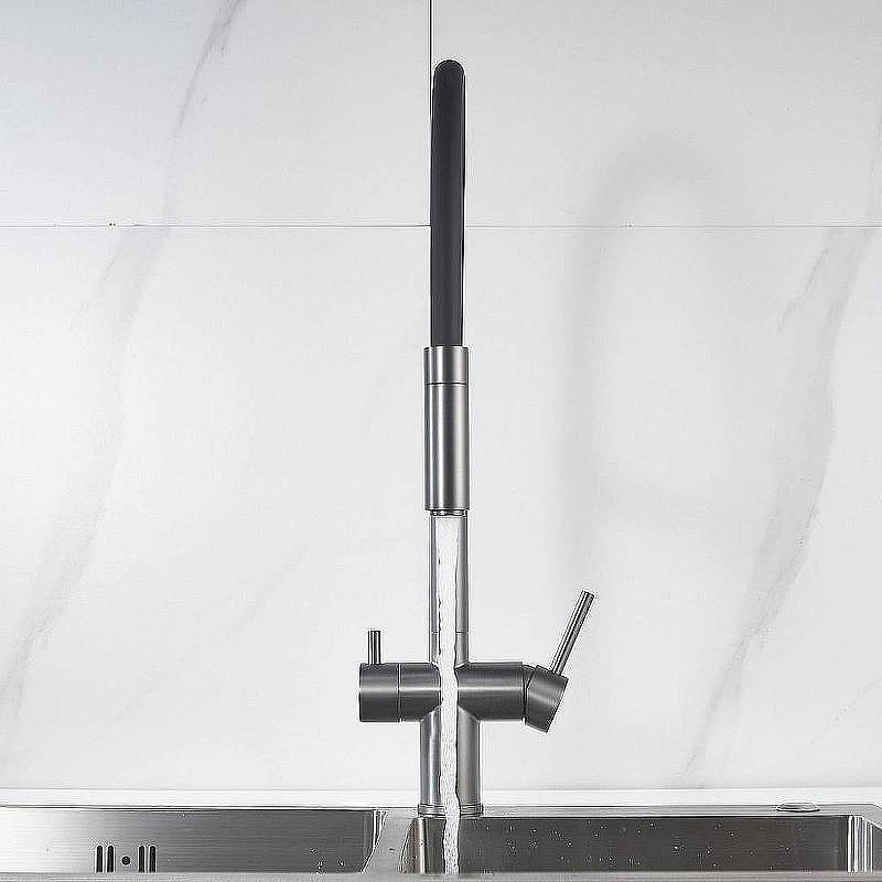Кухонная мойка Ulgran Quartz Underground 500-09 Асфальт со смесителем Maretti Calabria CA31RGF11 Оружейная сталь