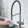 Кухонная мойка Ulgran Quartz Underground 500-09 Асфальт со смесителем Maretti Calabria CA31RGF11 Оружейная сталь