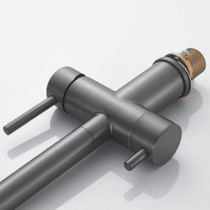 Кухонная мойка Ulgran Quartz Underground 500-09 Асфальт со смесителем Maretti Calabria CA31RGF11 Оружейная сталь