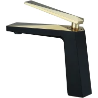 Смеситель для раковины Boheme Venturo 381-b Черный Золото латунь