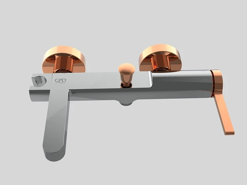 Смеситель для ванны GPD Gildo MBB165-K-R Хром Розовое золото на стену