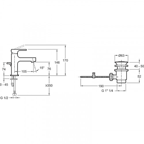 Смеситель для раковины Jacob Delafon Strayt E8776-CP Хром латунь