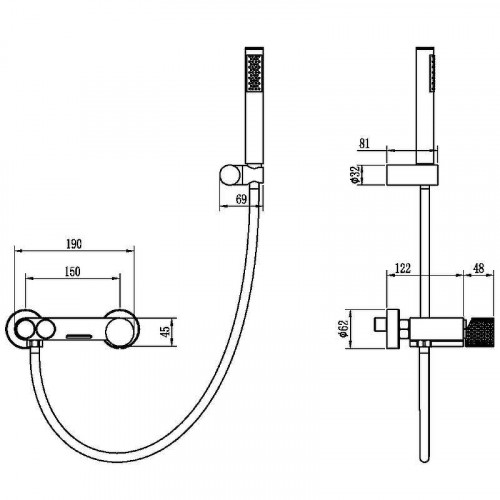 Смеситель для ванны Boheme Stick 123-GM.4 Оружейная сталь