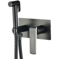 Гигиенический душ со смесителем Haiba HB55548-7 Черный матовый латунь встраиваемый