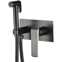 Гигиенический душ со смесителем Haiba HB55548-7 Черный матовый латунь встраиваемый