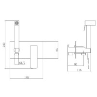 Гигиенический душ со смесителем Haiba HB55548-7 Черный матовый латунь встраиваемый