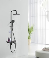 Душевая система Lemark Tropic LM7012BL Черная матовая латунь на стену