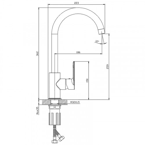 Смеситель для кухни Splenka S05.40.06 Черный матовый