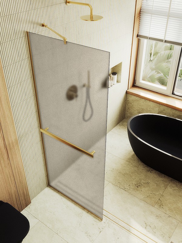 Душевая перегородка Maybah Glass MGD-710-3у 1090x1950 в узком профиле Золото стекло бронзовое матовое