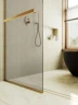 Душевая перегородка Maybah Glass MGD-710-3у 1090x1950 в узком профиле Золото стекло бронзовое матовое
