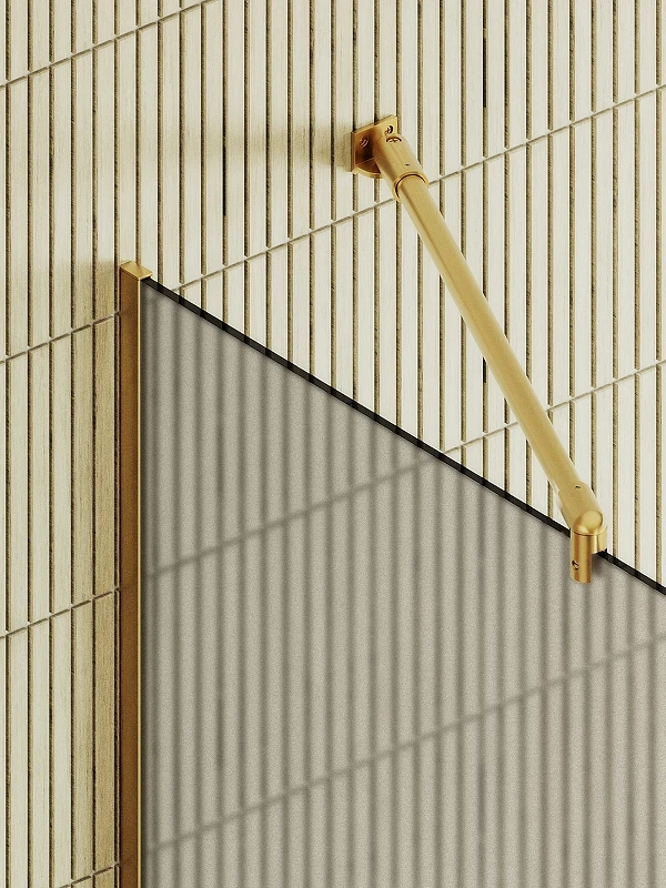 Душевая перегородка Maybah Glass MGD-710-3у 1090x1950 в узком профиле Золото стекло бронзовое матовое